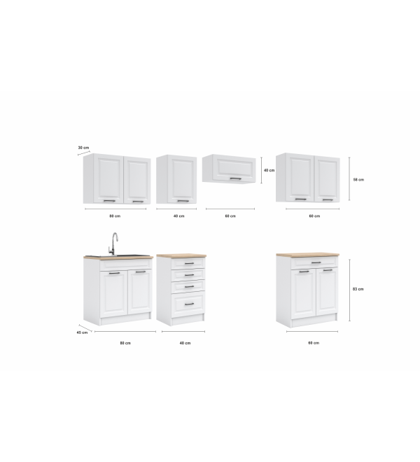 Kuchyňská linka BARBARA SCANDI 240/180 bílá + dub artisan