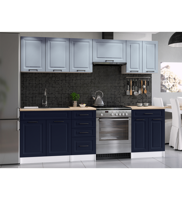 Kuchyňská linka BARBARA SCANDI 240/180 světle modrá / námořnická modrá