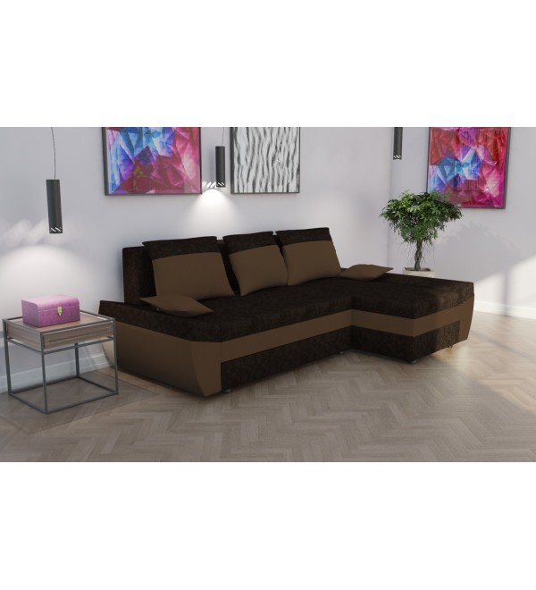 Rohová rozkládací sedačka TARO tmavěhnědá-světlehnědá