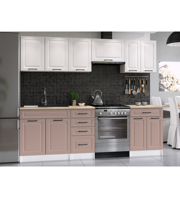 Kuchyňská linka BARBARA SCANDI 240/180 bílá + růžově béžová
