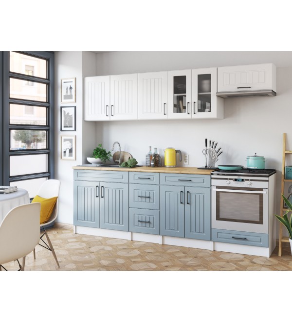 Kuchyňská linka BERTA SCANDI 240/240 bílá + světle modrá