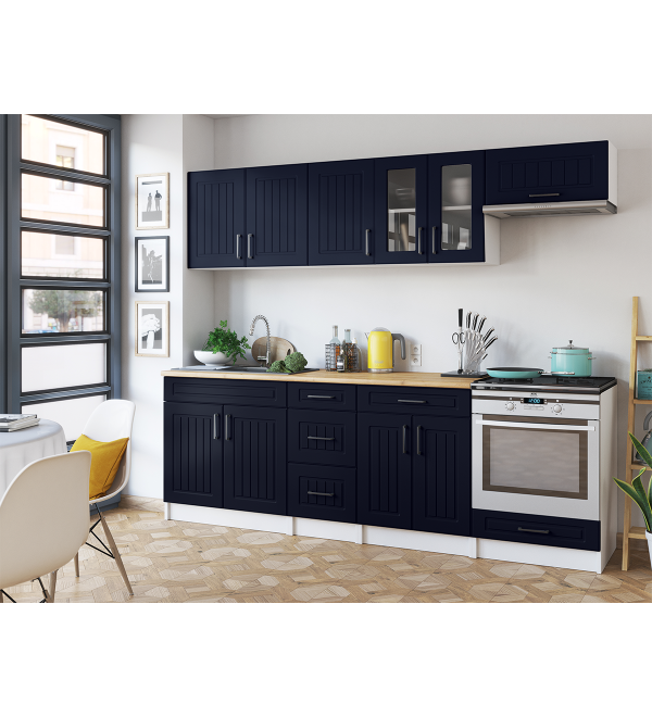 Kuchyňská linka BERTA SCANDI 240/240  námořnická modrá