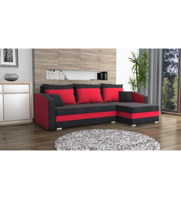 Rohová rozkládací sedačka FALCO černo-červená