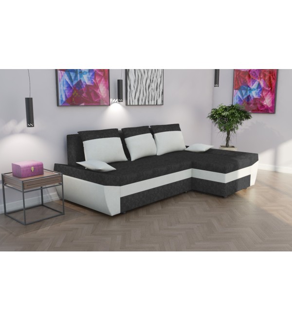 Rohová rozkládací sedačka TARO tmavěšedá-bílá