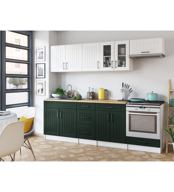Kuchyňská linka BERTA SCANDI 240/240 bílá + zelená