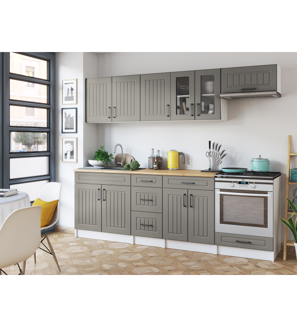 Kuchyňská linka BERTA SCANDI 240/240 stone šedá matná