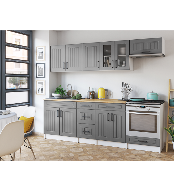Kuchyňská linka BERTA SCANDI 240/240 popelavě šedá