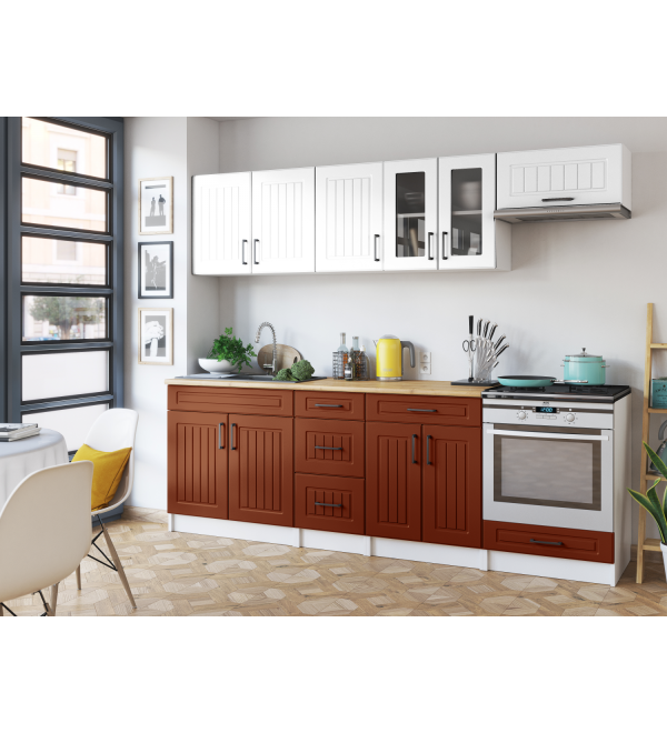 Kuchyňská linka BERTA SCANDI 240/240 bílá + cihlová