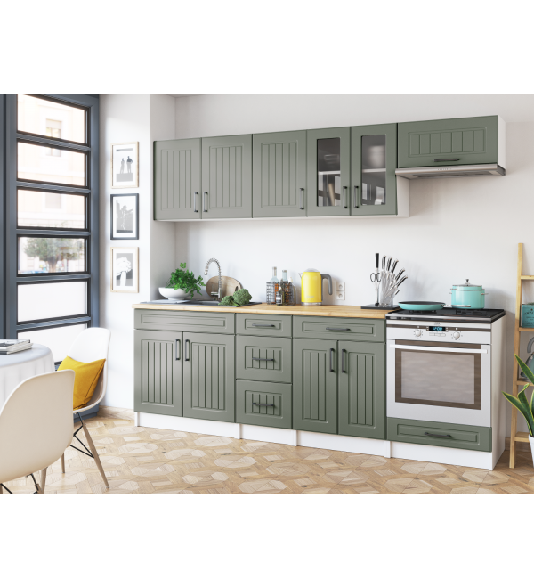 Kuchyňská linka BERTA SCANDI 240/240 zelená varianta 2