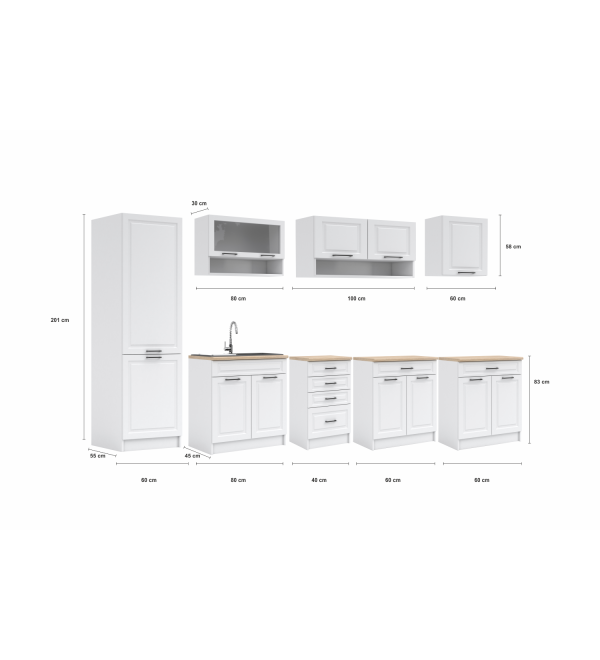 Kuchyňská linka BURO SCANDI 300cm popelově šedá