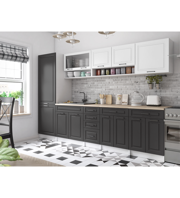 Kuchyňská linka BURO SCANDI 300cm bílá + grafit