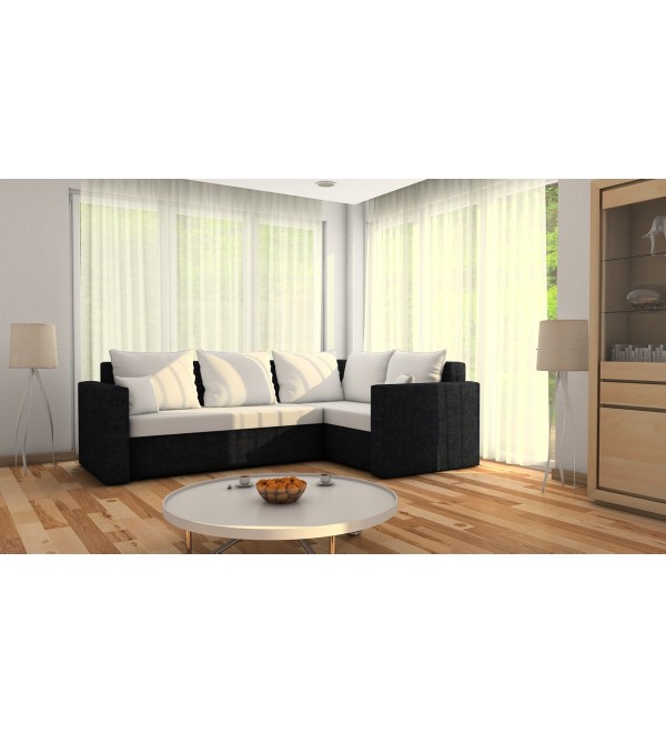 Rohová rozkládací sedačka CELINE bílo-černá