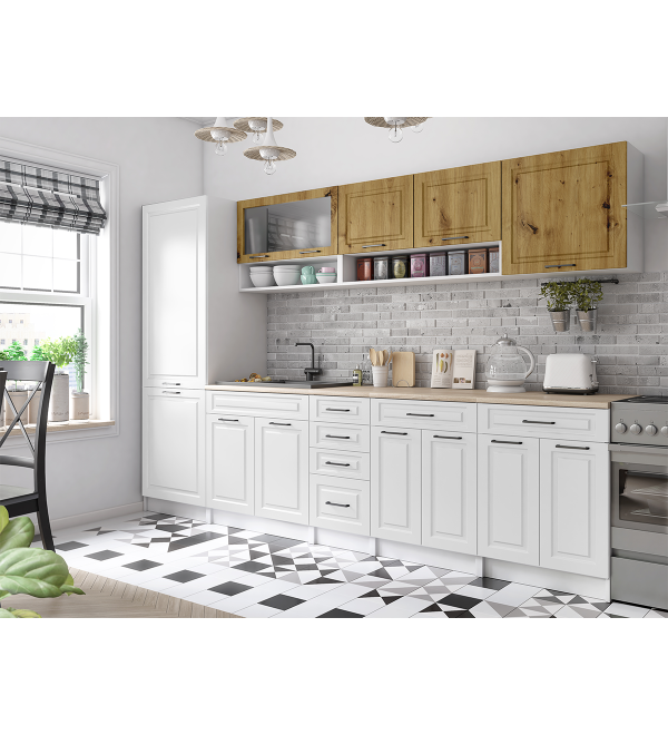 Kuchyňská linka BURO SCANDI 300cm dub artisan + bílá
