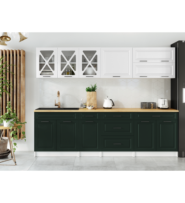 Kuchyňská linka HALINA SCANDI 260cm bílá + zelená