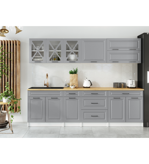 Kuchyňská linka HALINA SCANDI 260cm popelavě šedá