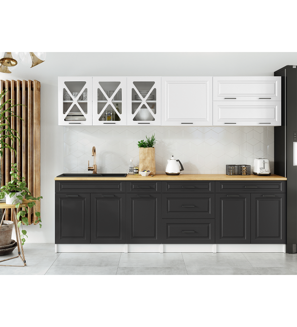 Kuchyňská linka HALINA SCANDI 260cm bílá + grafit