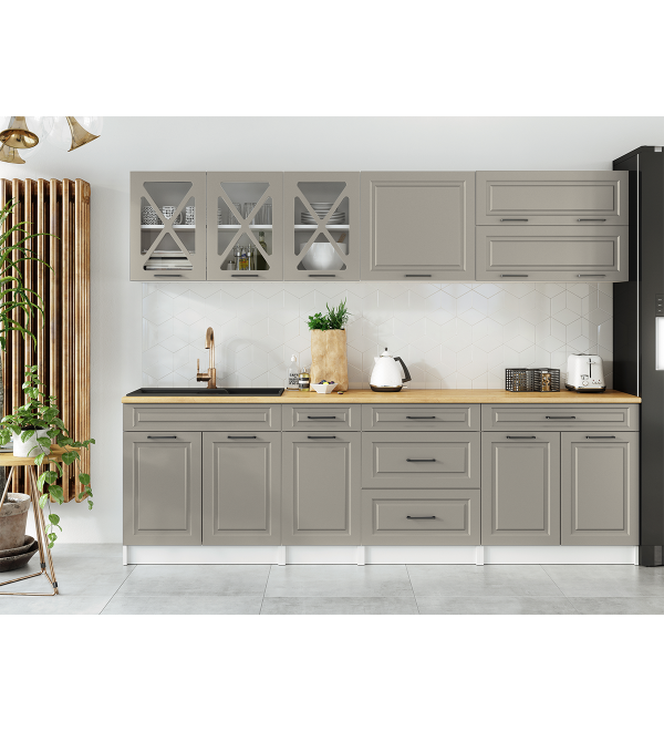 Kuchyňská linka HALINA SCANDI 260cm stone šedá matná