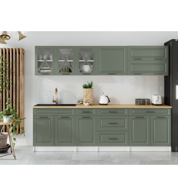 Kuchyňská linka HALINA SCANDI 260cm zelená varianta 2