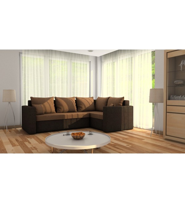 Rohová rozkládací sedačka CELINE světlehnědá-tmavěhnědá