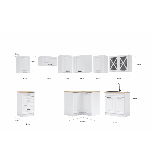 Rohová kuchyňská linka RUMONA SCANDI 190x170cm bílá