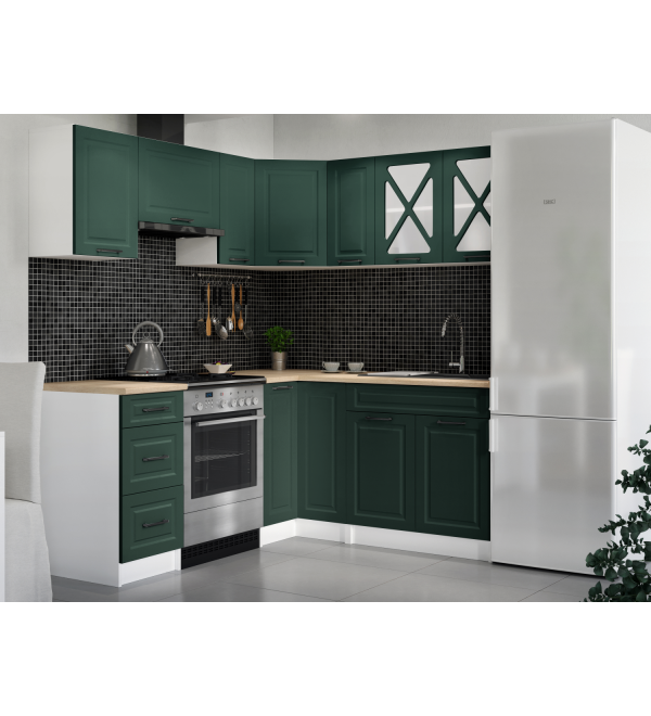 Rohová kuchyňská linka RUMONA SCANDI 190x170cm zelená