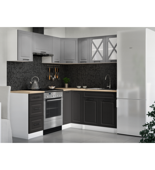 Rohová kuchyňská linka RUMONA SCANDI 190x170cm popelavě šedá + grafit