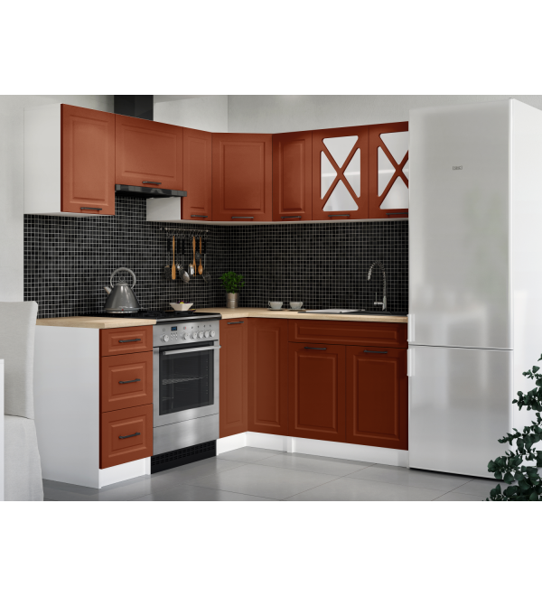 Rohová kuchyňská linka RUMONA SCANDI 190x170cm cihlová