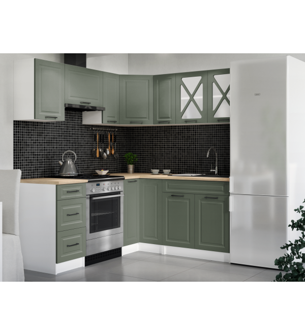 Rohová kuchyňská linka RUMONA SCANDI 190x170cm zelená 2
