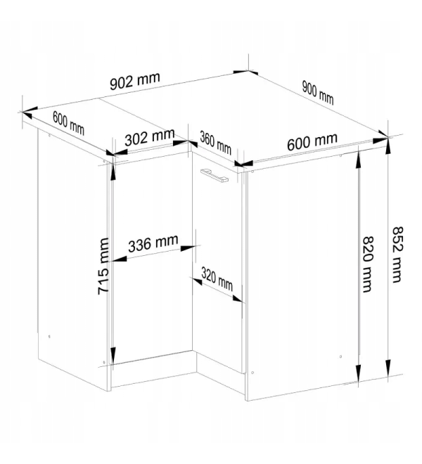 Rohová spodní kuchyňská skříňka SCANDI