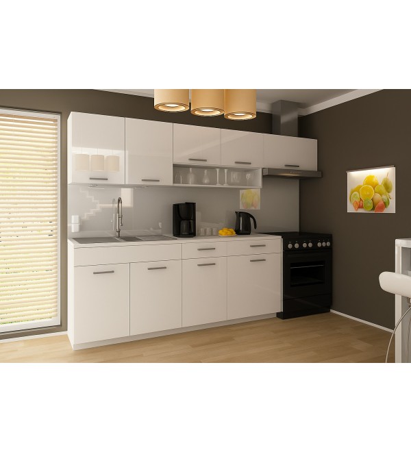 Kuchyňská linka SIMONA LUX 240/180 bílá lesk