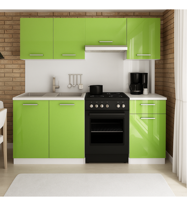 Kuchyňská linka ARTEMIS 180x120 LUX 180/120 zelená