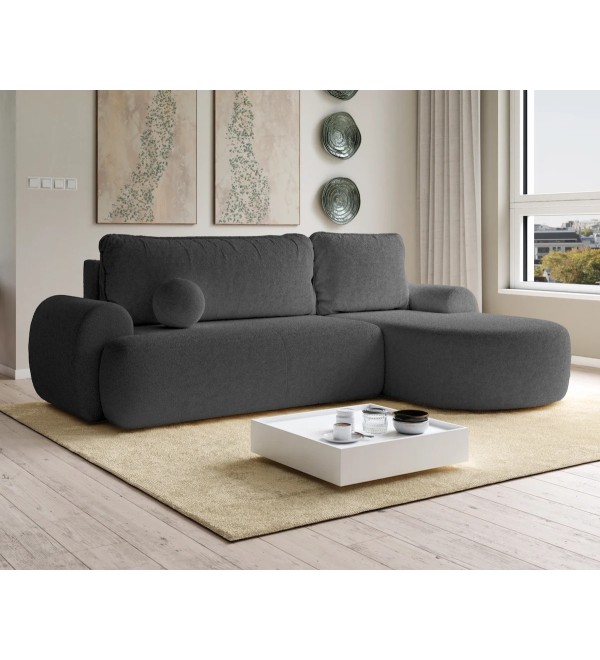 Rohová rozkládací sedačka BARBORA tmavě šedá