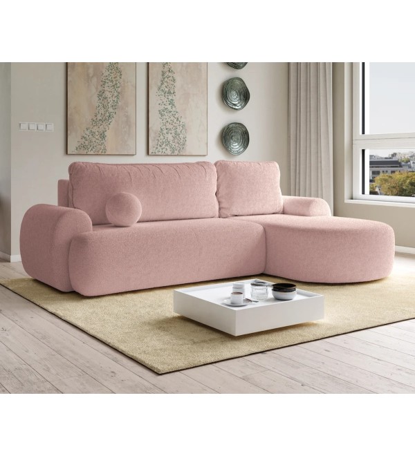 Rohová rozkládací sedačka BARBORA růžová