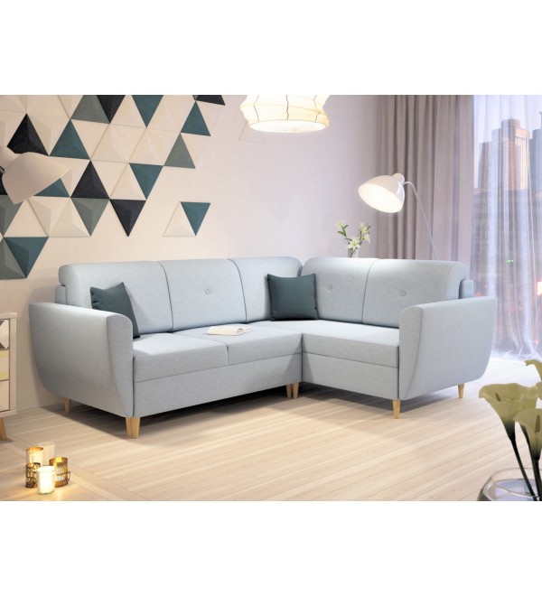 Rohová rozkládací sedačka JEMEN světle modrá
