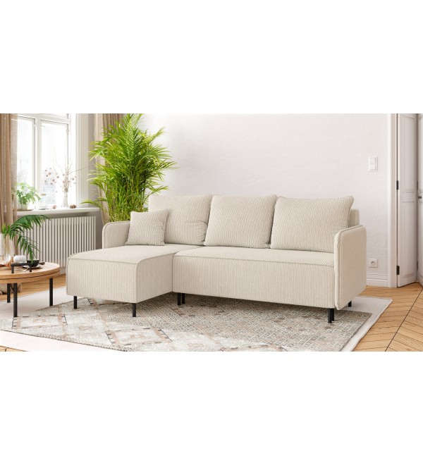 Rohová rozkládací sedačka VENOMO béžová - manšestr