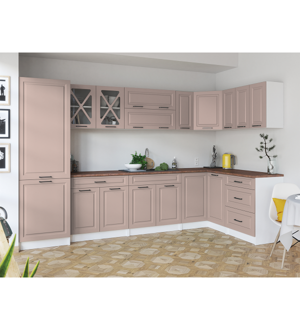 Rohová kuchyňská linka EROS SCANDI 310/150 růžově béžová