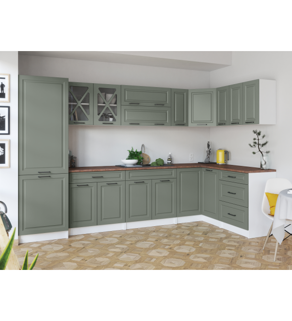 Rohová kuchyňská linka EROS SCANDI 310/150 zelená 2