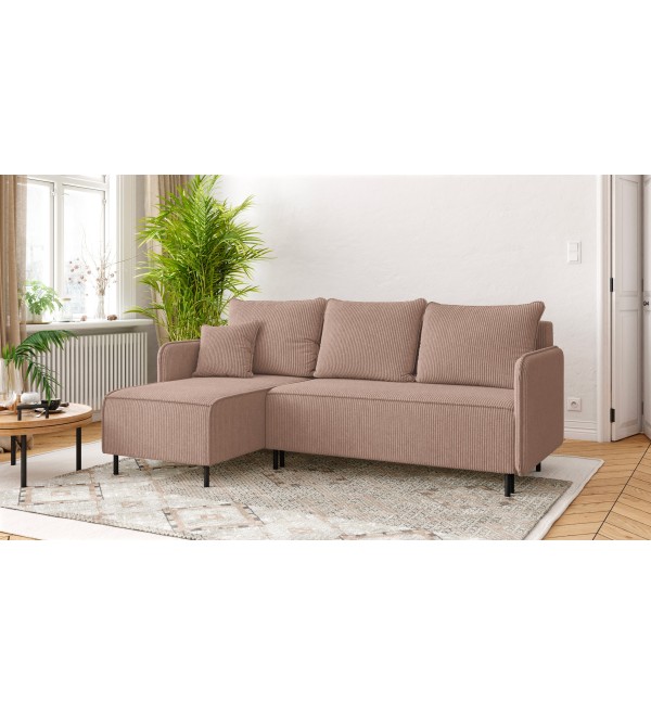 Rohová rozkládací sedačka VENOMO hnědá - manšestr