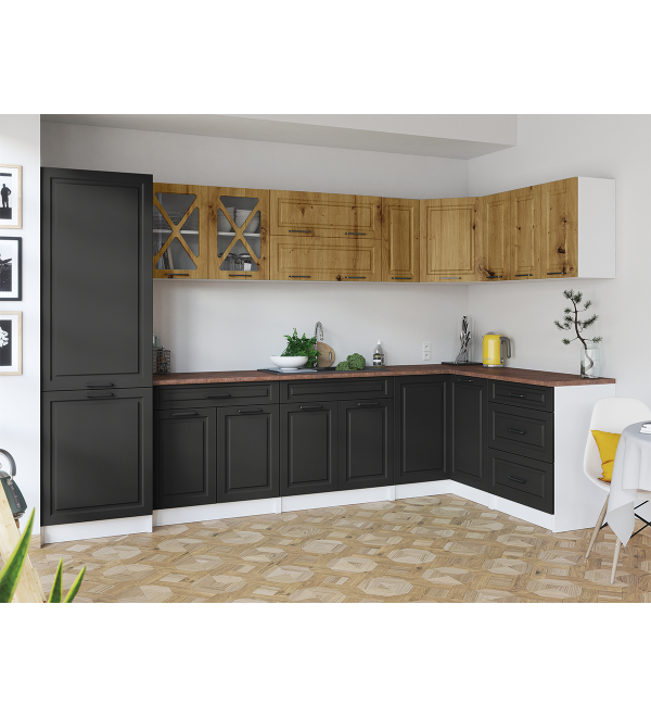 Rohová kuchyňská linka EROS SCANDI 310/150 dub artisan + grafit