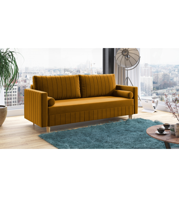 Pohovka rozkládací DENIO hořčicová