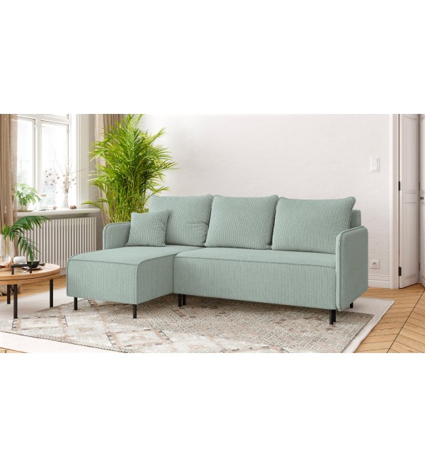 Rohová rozkládací sedačka VENOMO zelená - manšestr