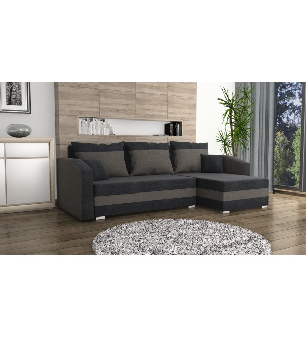 Rohová rozkládací sedačka FALCO černo-tmavěšedá