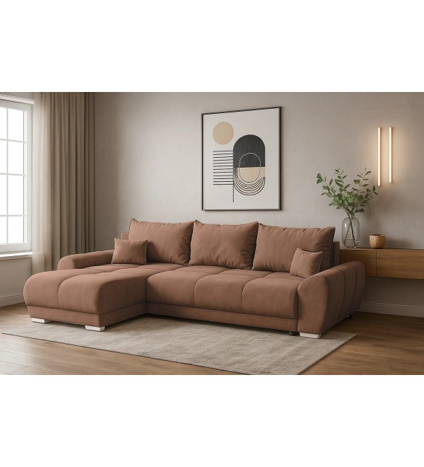 Rohová rozkládací sedačka EGON světle hnědá