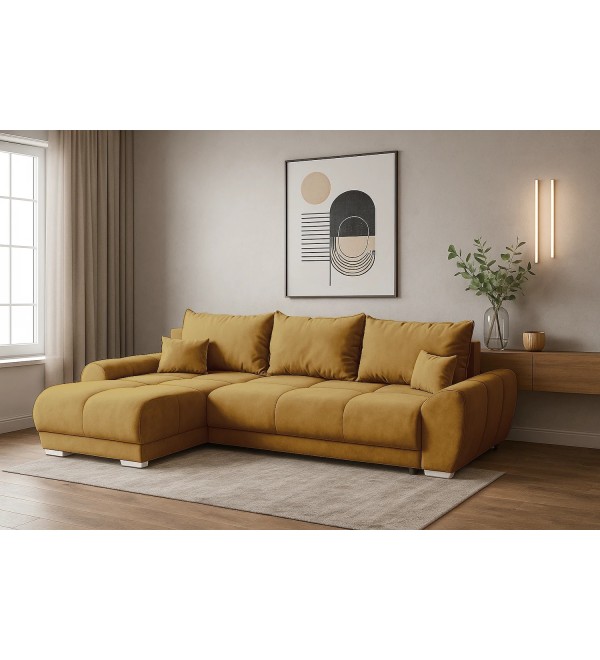 Rohová rozkládací sedačka EGON žlutá