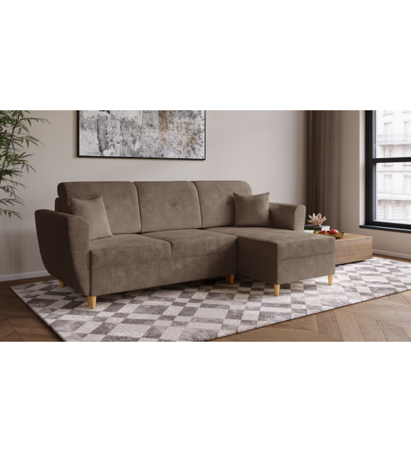 Rohová rozkládací sedačka OTIS hnědá