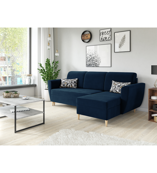 Rohová rozkládací sedačka CORA modrá