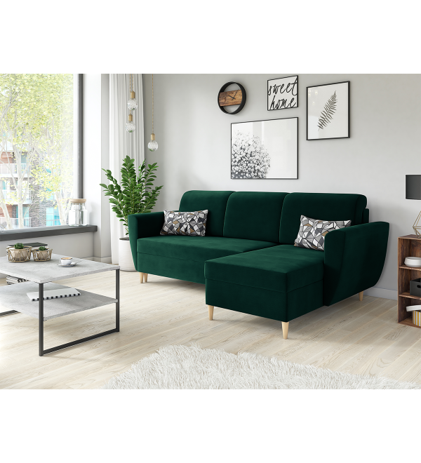 Rohová rozkládací sedačka CORA zelená