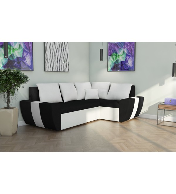 Rohová rozkládací sedačka AMEL černo-bílá