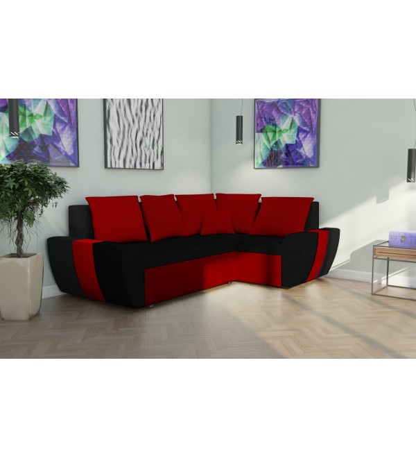 Rohová rozkládací sedačka AMEL černo-červená