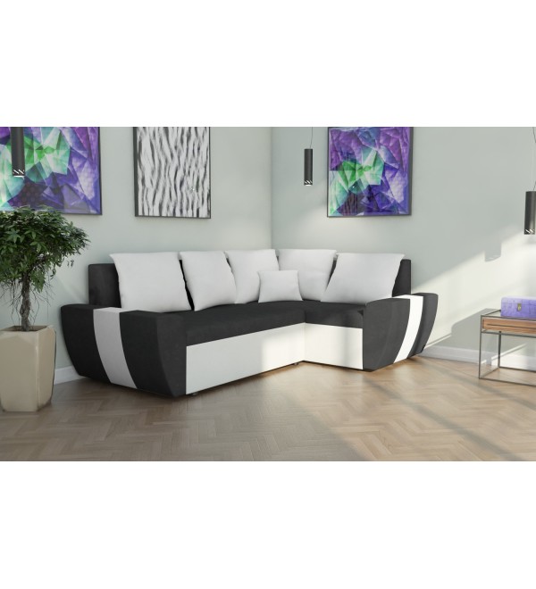 Rohová rozkládací sedačka AMEL šedá-bílá